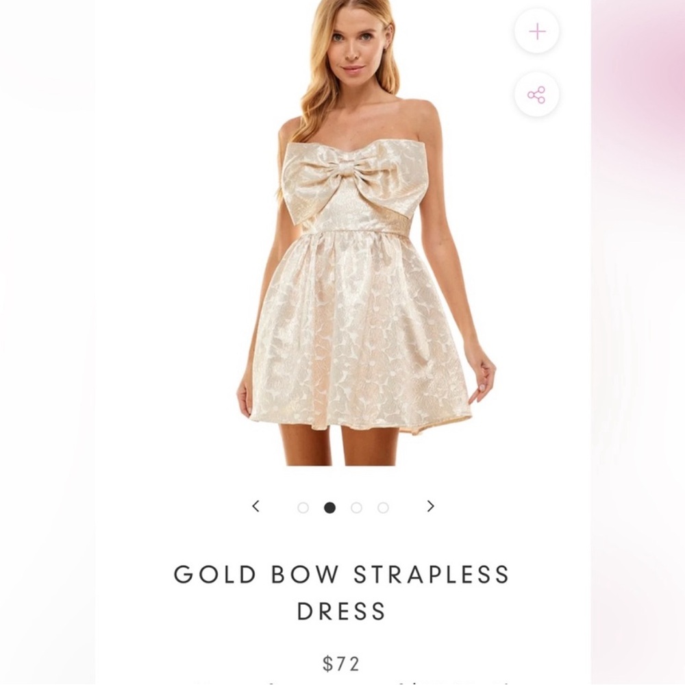 Gold Bow Strapless Dress